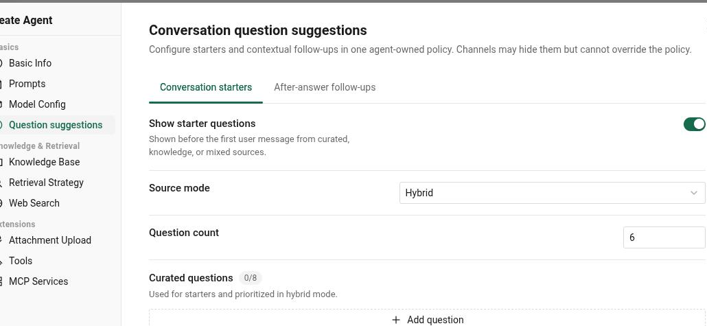 Tab Question suggestions — Conversation starters