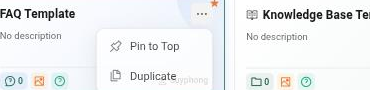 Menu Duplicate trên thẻ KB